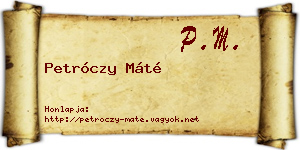 Petróczy Máté névjegykártya